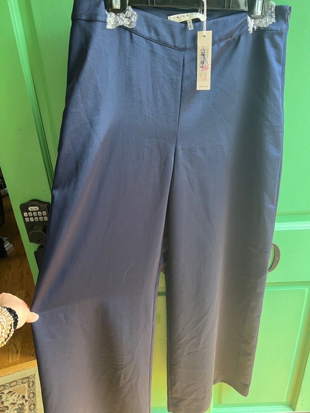 Trina Turk Navy Long Weekend Wide-Leg Pants | Size 8 | NWT